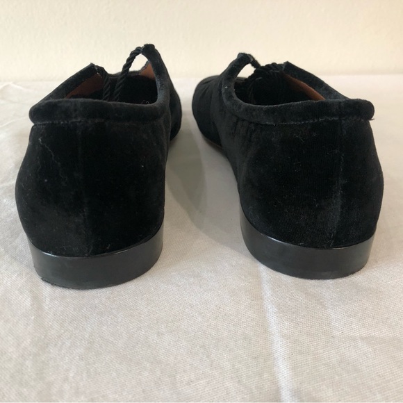 Rosetta Getty Lace Up Black Velvet Ballet Slippers - Picture 3 of 5